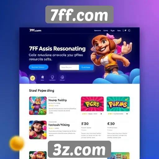 Destaques de design do site 7ff.com em jogos online